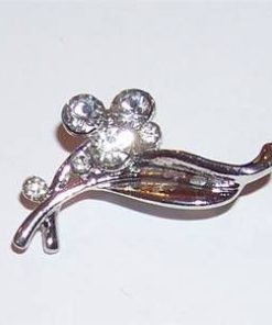 Brosa eleganta-frunza argintie cu 6 cristale